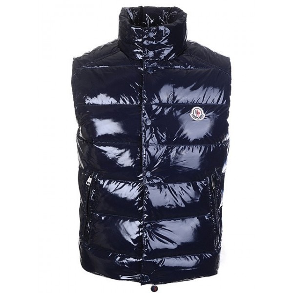 Moncler Deep blu maniche collo alto caldo Uomo Gilet uscita